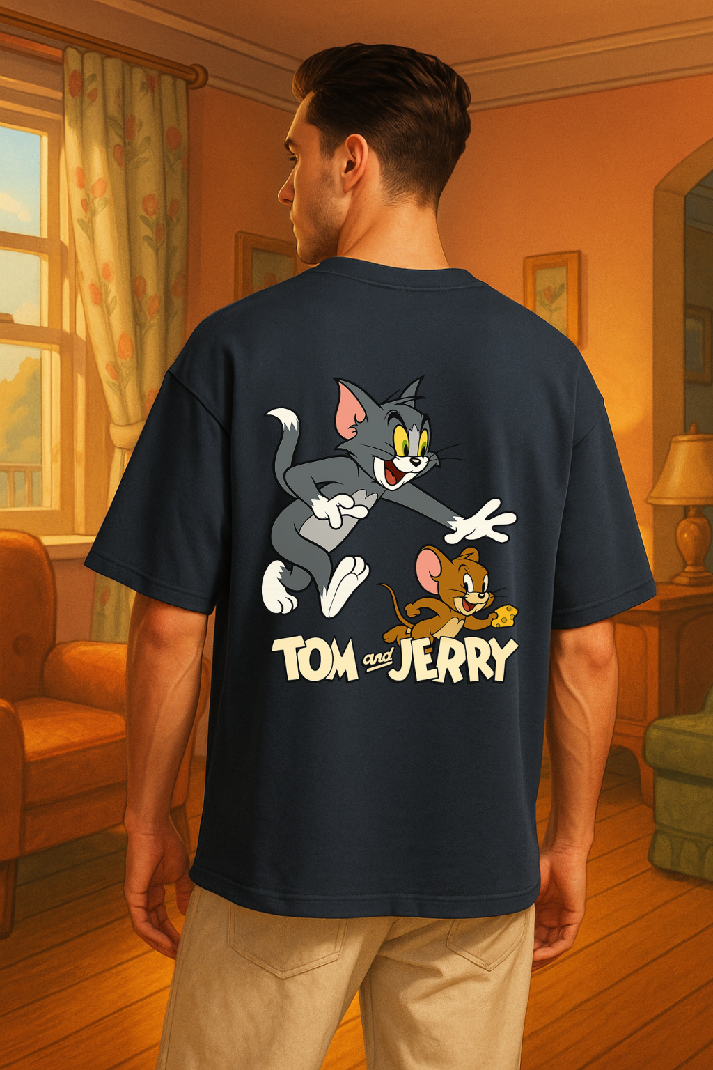 Tom & Jerry Classic Chase Oversized T-Shirt – Cartoon Edition