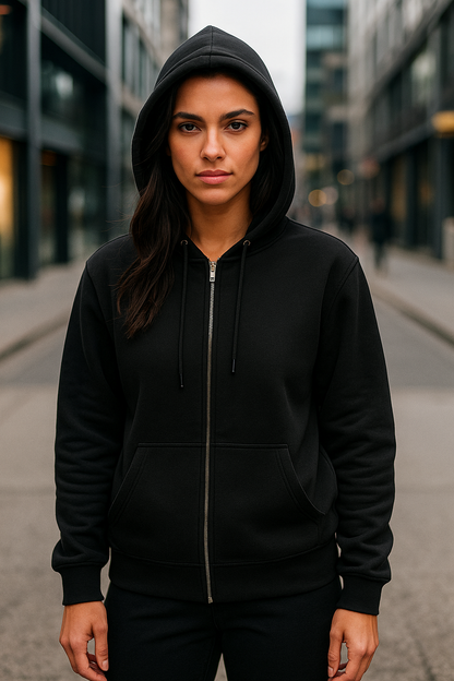 Plain Unisex Zip Hoodie