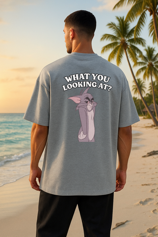 Tom Oversized T-Shirt – “What You Looking At?” Cartoon Edition